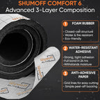 Shumoff Comfort 6 Car Sound Deadening Foam – 6 PCs Heat & Noise Insulation Mat – 6mm (236 mil) 12.1 Sqft Waterproof Soundproofing Foam – Fire-Resistant Closed-Cell Structure - Sheet Size 14.6"L x 19.69"W