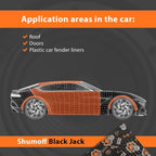 Shumoff Black Jack Car Sound Deadening - 18 PCs High-Adhesion Sound Dampening Sheets 2.7mm (106 mil) Thick - Aluminum & Bitumen Mastic Composite – Sound Deadener 19.4 Sqft Coverage – Sheet Size 14.6"L x 10.6"W