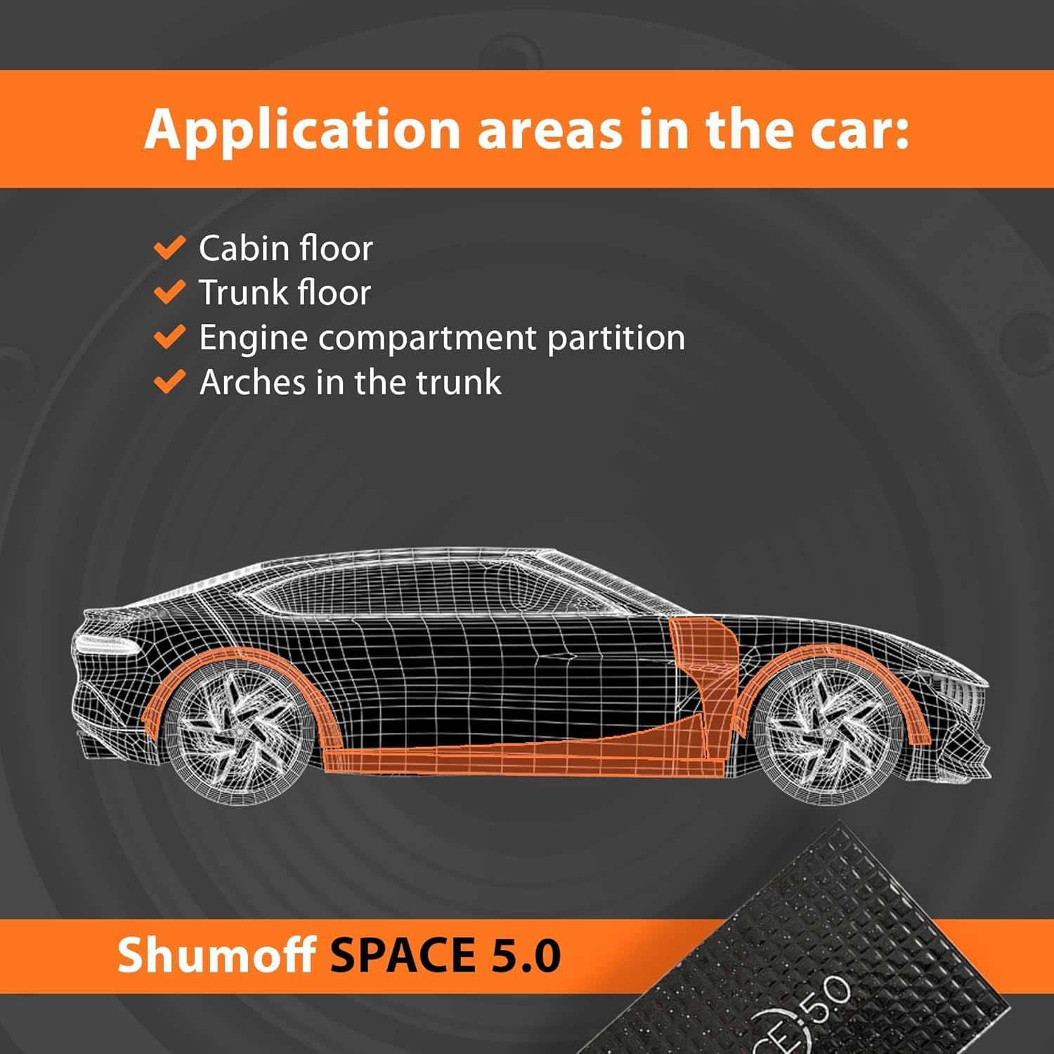 Space 5.0 Car Sound Deadening Mat – 10 PCs Vibration Damping Sheet 250×370 mm, Aluminum & Bitumen - Vibration Reduction & High Adhesion Sheet 5mm Multilayer - Heat Resistant (-45°C to +120°C)