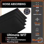 Shumoff Ultimat W17 Car Sound Absorbing Foam - 5 PCs Self-Adhesive Polyurethane Sheets 17mm (669 mil) Thick - Car Noise Reduction Foam 40.3 Sqft Coverage - Self-Adhesive Acoustic Insulation - Sheet Size 39.7"L x 29.5"W