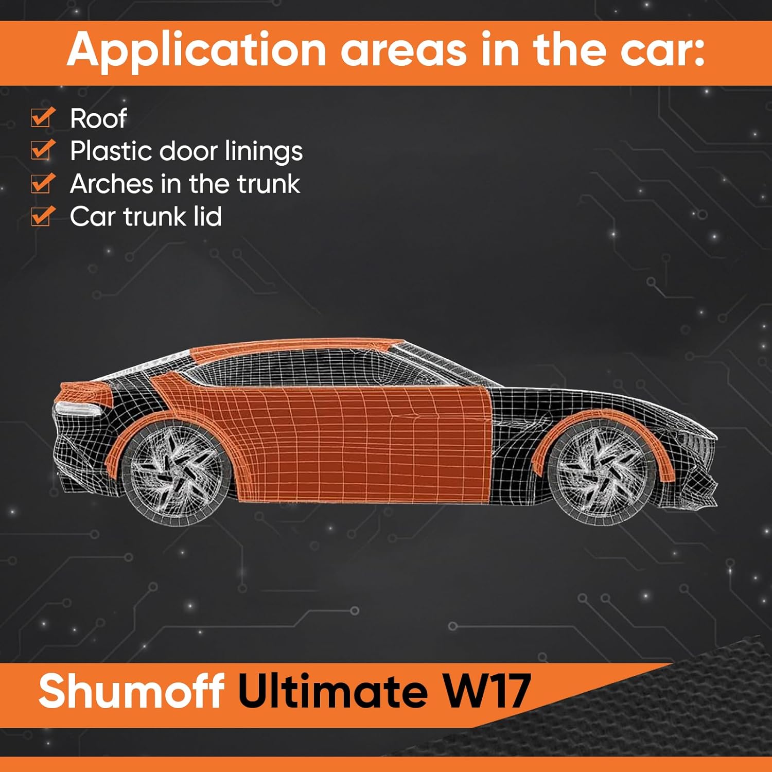 Shumoff Ultimat W17 Car Sound Absorbing Foam - 5 PCs Self-Adhesive Polyurethane Sheets 17mm (669 mil) Thick - Car Noise Reduction Foam 40.3 Sqft Coverage - Self-Adhesive Acoustic Insulation - Sheet Size 39.7"L x 29.5"W