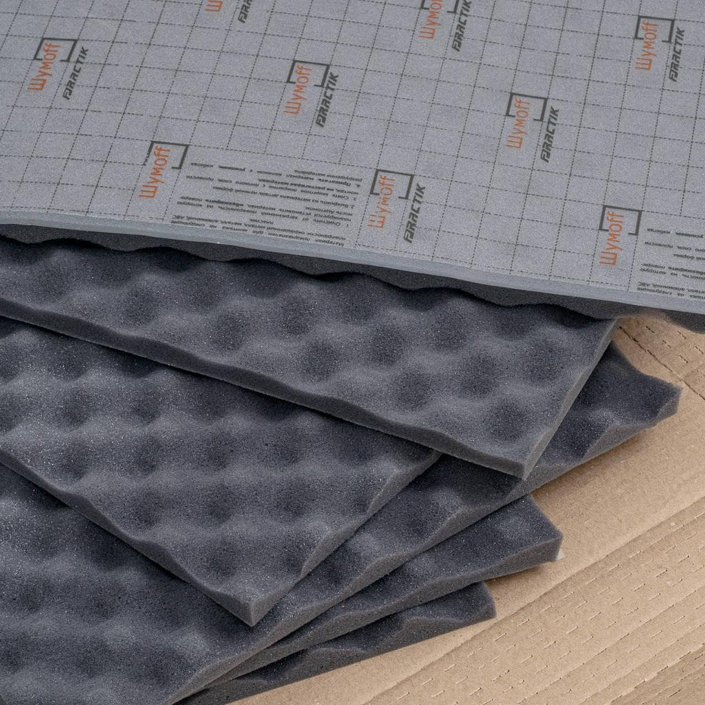 Shumoff Practik Flex A15 Sound Absorbing Foam – 6 Self-Adhesive Polyurethane Sheets 15mm (591 mil) Thick - Wave-Cut Noise Reduction Sealant - Sound Deadening Foam 12.1 Sqft Coverage - Sheet Size 19"L x 14"W