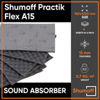 Shumoff Practik Flex A15 Sound Absorbing Foam – 6 Self-Adhesive Polyurethane Sheets 15mm (591 mil) Thick - Wave-Cut Noise Reduction Sealant - Sound Deadening Foam 12.1 Sqft Coverage - Sheet Size 19"L x 14"W
