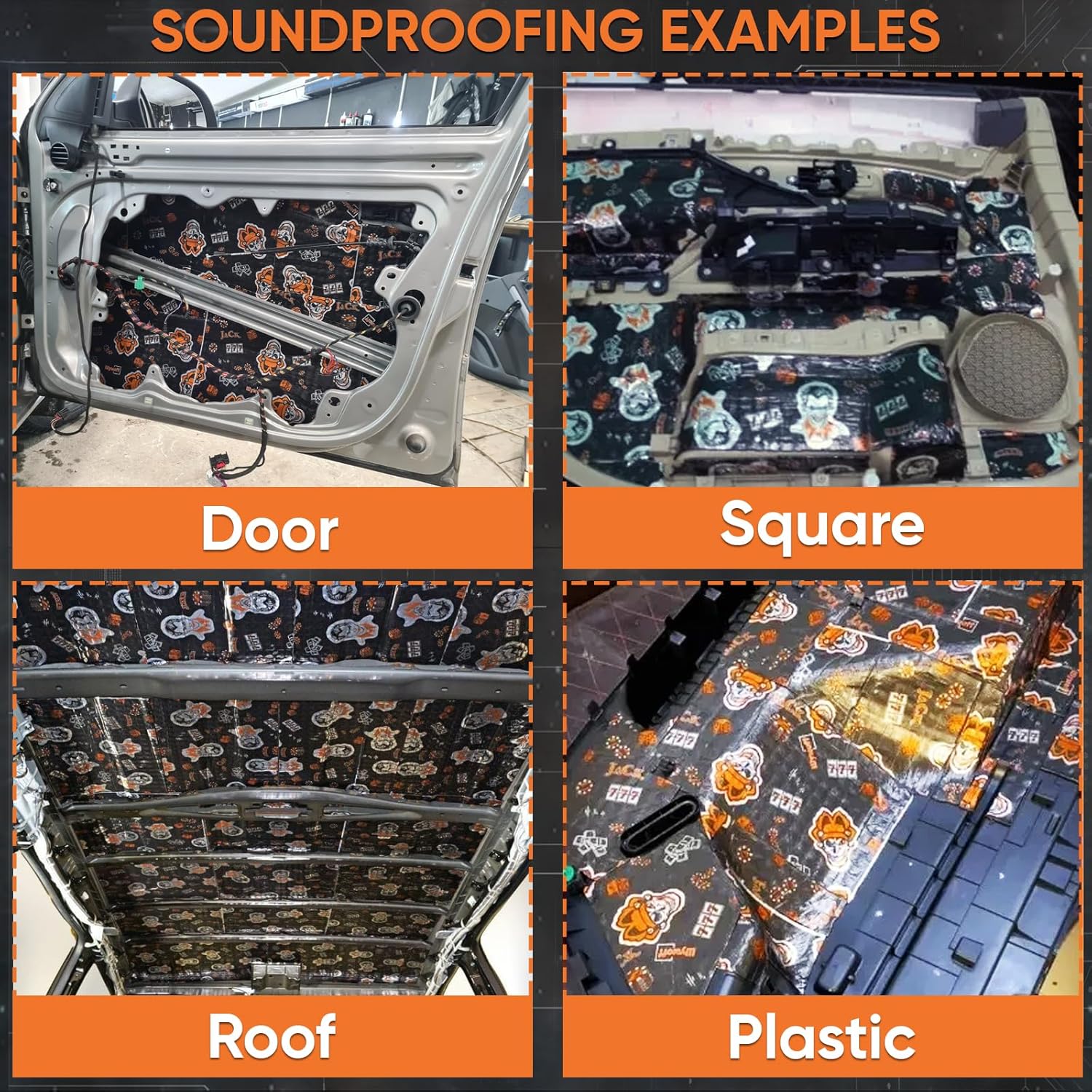Shumoff Black Jack Car Sound Deadening - 18 PCs High-Adhesion Sound Dampening Sheets 2.7mm (106 mil) Thick - Aluminum & Bitumen Mastic Composite – Sound Deadener 19.4 Sqft Coverage – Sheet Size 14.6"L x 10.6"W