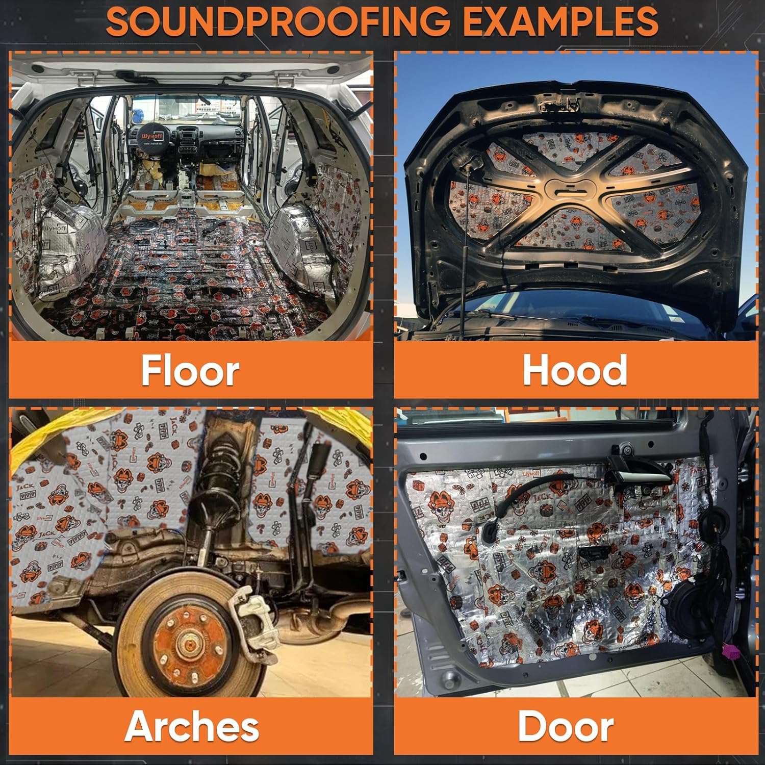 Shumoff Jack Sound Deadening - 25 PCs Self-Adhesive Automotive Sound Deadening - 2mm (79 mil) High-Adhesion Aluminum & Bitumen Mastic - Car Noise Reduction 26.9 Sqft Coverage - Sheet Size 14.56"L x 10.62"W
