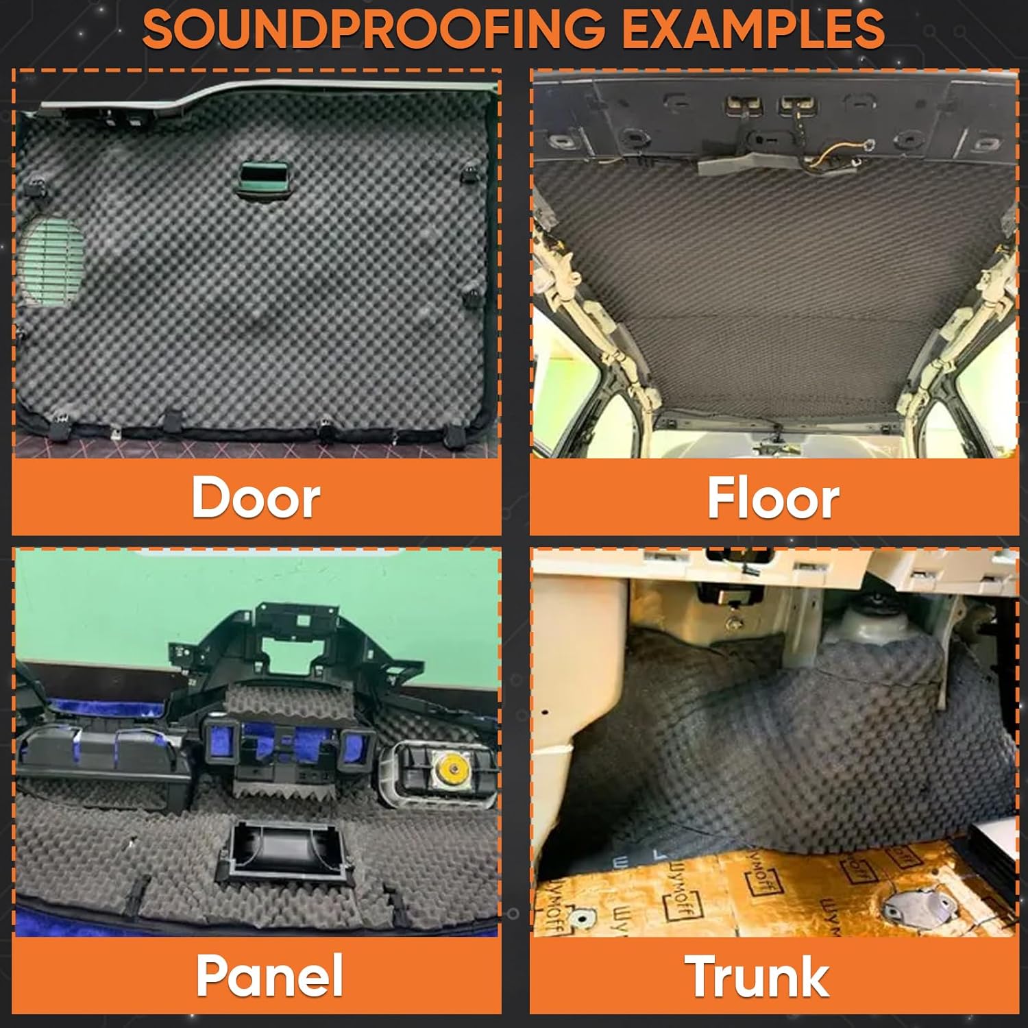 Shumoff Practik Flex A15 Sound Absorbing Foam – 6 Self-Adhesive Polyurethane Sheets 15mm (591 mil) Thick - Wave-Cut Noise Reduction Sealant - Sound Deadening Foam 12.1 Sqft Coverage - Sheet Size 19"L x 14"W