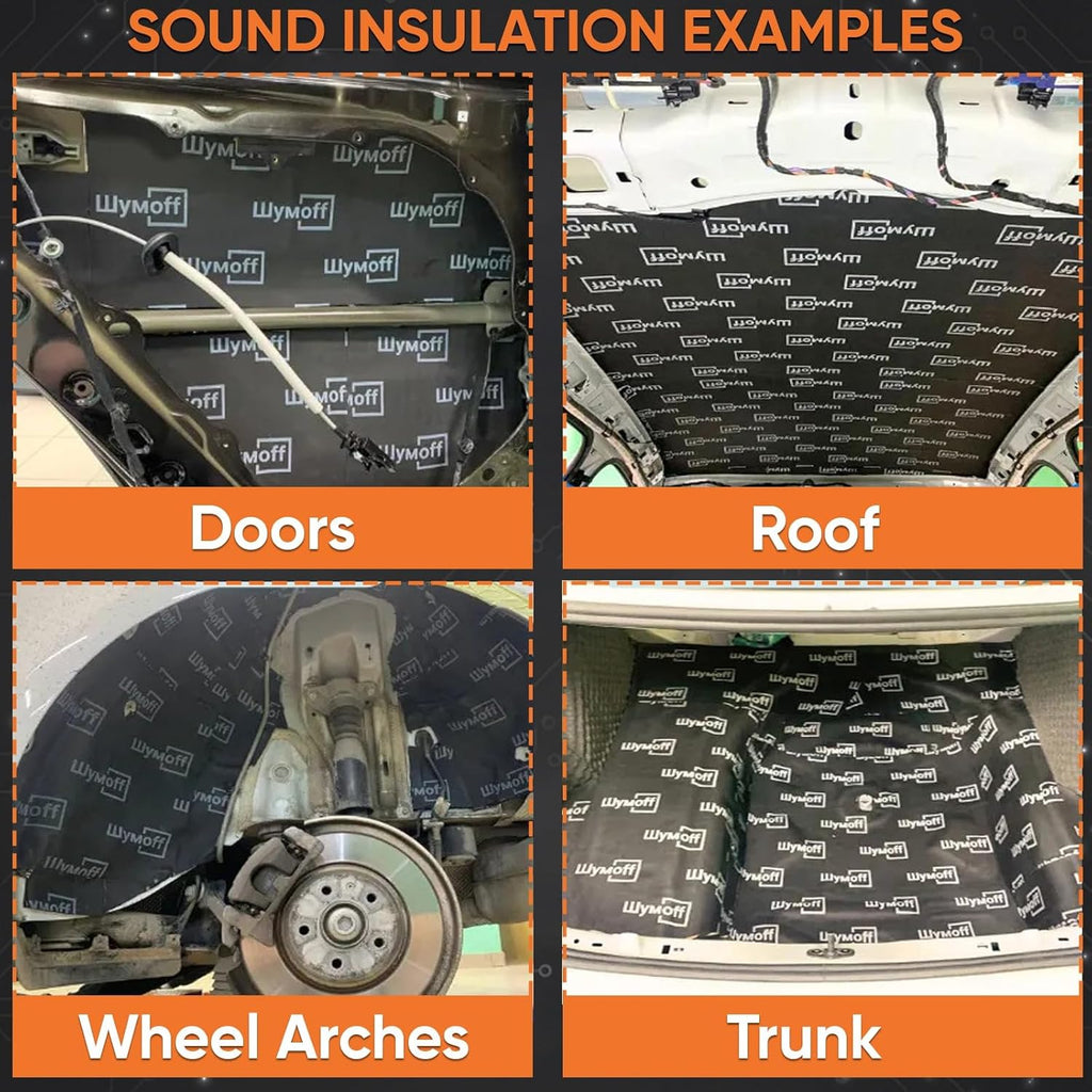 Shumoff Comfort 6 Car Sound Deadening Foam – 6 PCs Heat & Noise Insulation Mat – 6mm (236 mil) 12.1 Sqft Waterproof Soundproofing Foam – Fire-Resistant Closed-Cell Structure - Sheet Size 14.6"L x 19.69"W