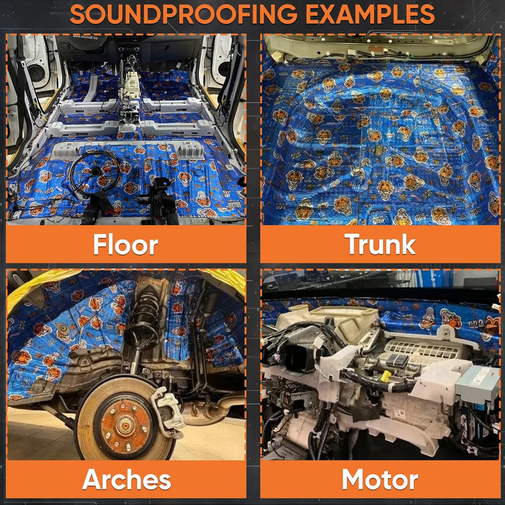 Shumoff Super Jack Sound Dampening – 13 Sheets Self-Adhesive Car Sound Deadener- 3.6mm (142 mil) High-Adhesion Aluminum & Bitumen Mastic - Car Noise Reduction 14 Sqft Coverage - 14.6"L x 10.6"W