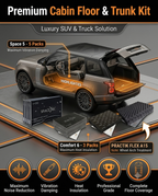 Shumoff Premium Cabin Floor & Trunk Soundproofing Kit – 5 Packs of Space 5.0 Vibration Damping, 3 Packs of Comfort 6 Thermal Insulation & 1 Pack of Practik Flex A15 Acoustic Foam | Complete Floor Treatment Kit
