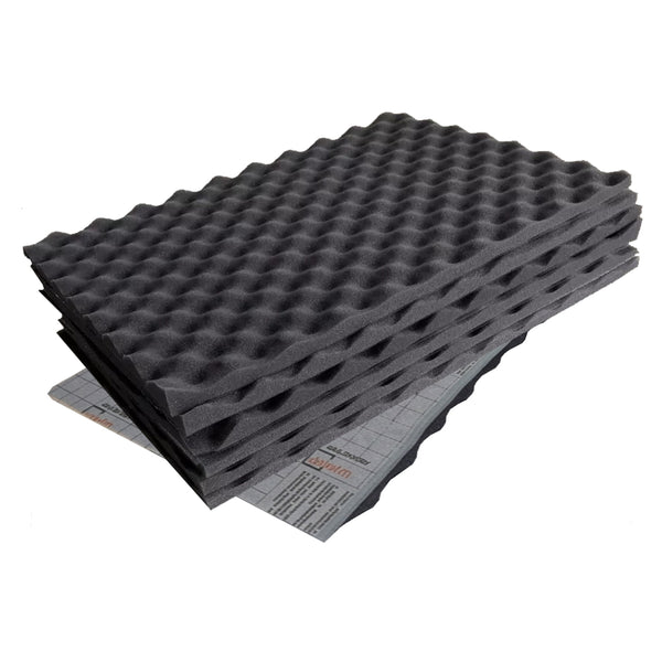 Shumoff Practik Flex A15 Sound Absorbing Foam – 6 Self-Adhesive Polyurethane Sheets 15mm (591 mil) Thick - Wave-Cut Noise Reduction Sealant - Sound Deadening Foam 12.1 Sqft Coverage - Sheet Size 19"L x 14"W